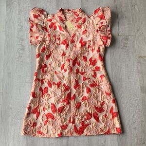 NWT JODIFL Floral Dress in Red and Cream, size S.
